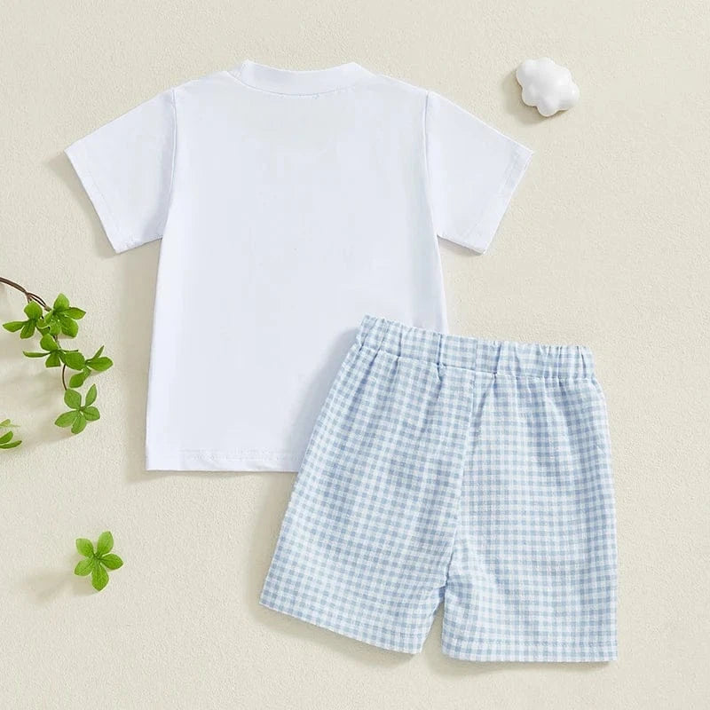 Baby Boy Golf Shirt and Plaid Shorts Set