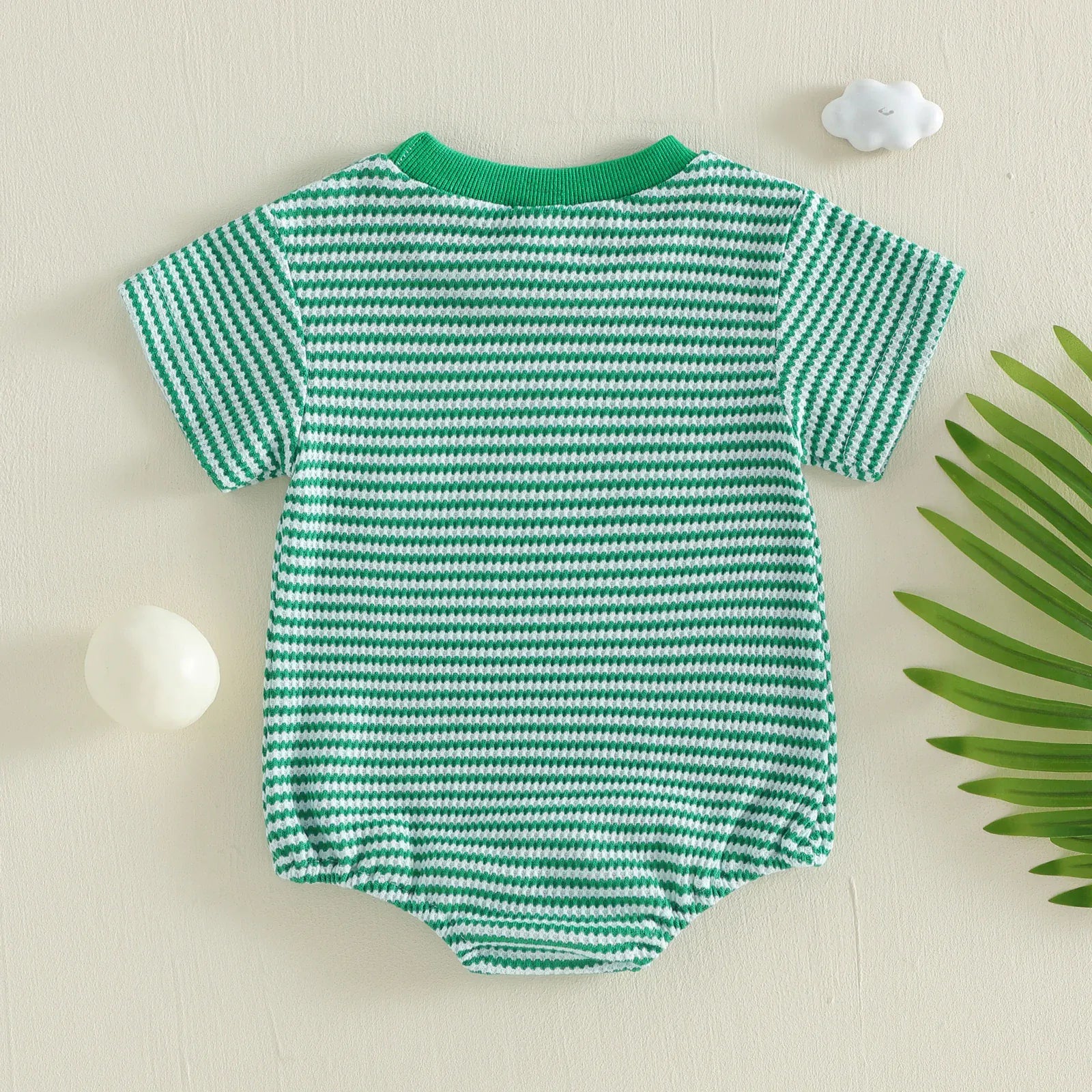 Baby Boy's Striped Golf Themed Embroidered Romper
