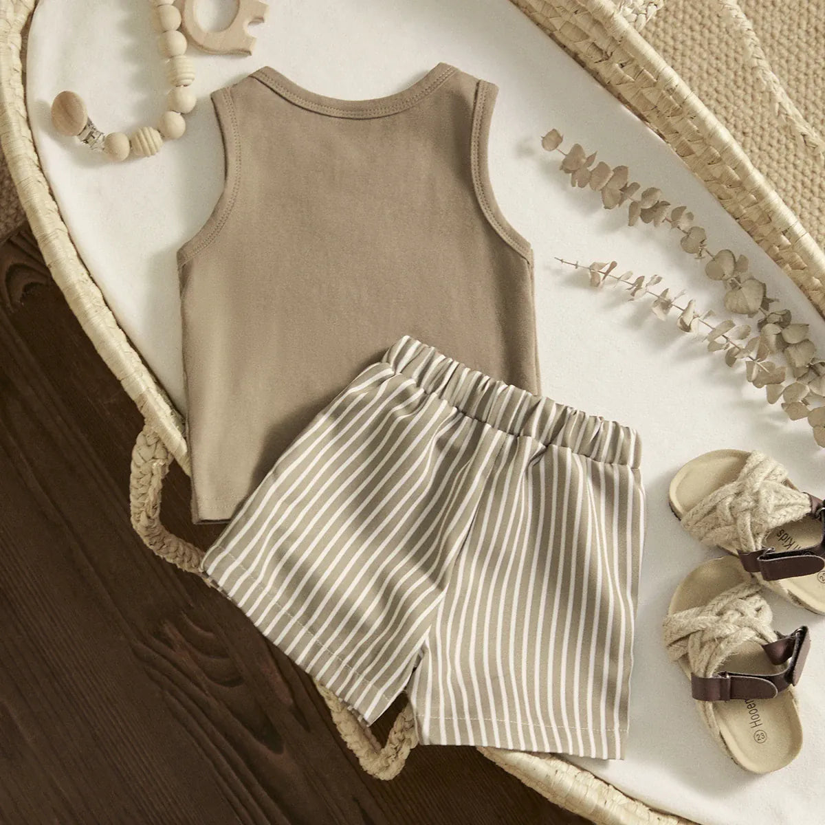 Baby Boy Summer Vest & Striped Shorts Set