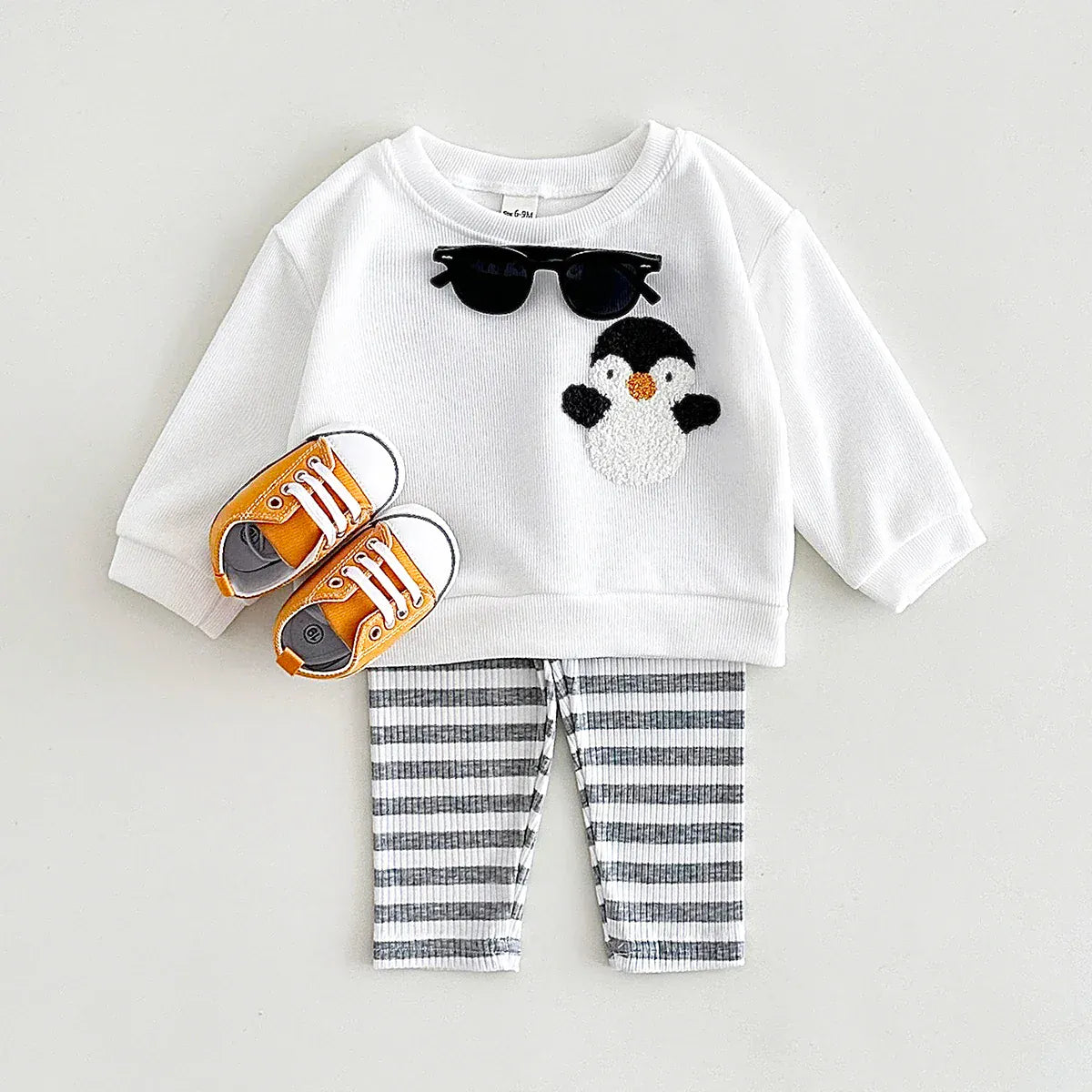 Gray / 6-9M Baby Cartoon Animal Outfit Set