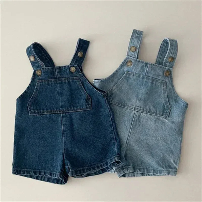 Unisex Denim Suspender Shorts for Babies & Toddlers