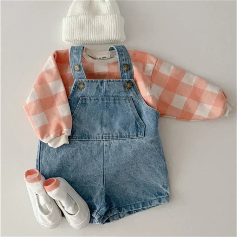 Light blue / 6M Baby Denim Suspender Pants