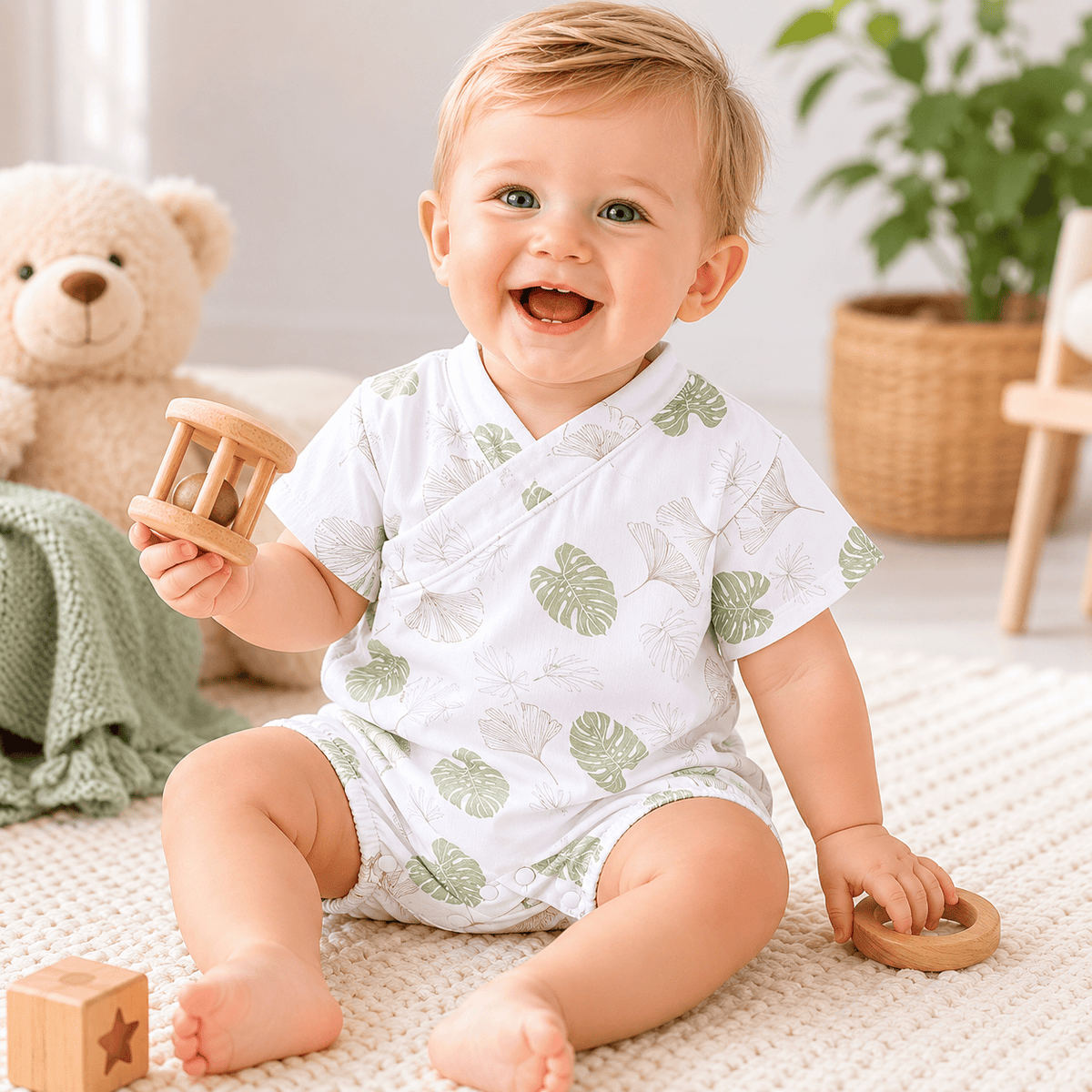 Baby Double Layer Muslin Kimono Onesie