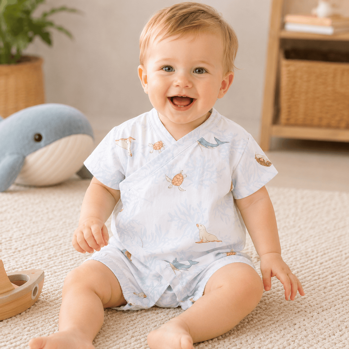 Baby Double Layer Muslin Kimono Onesie