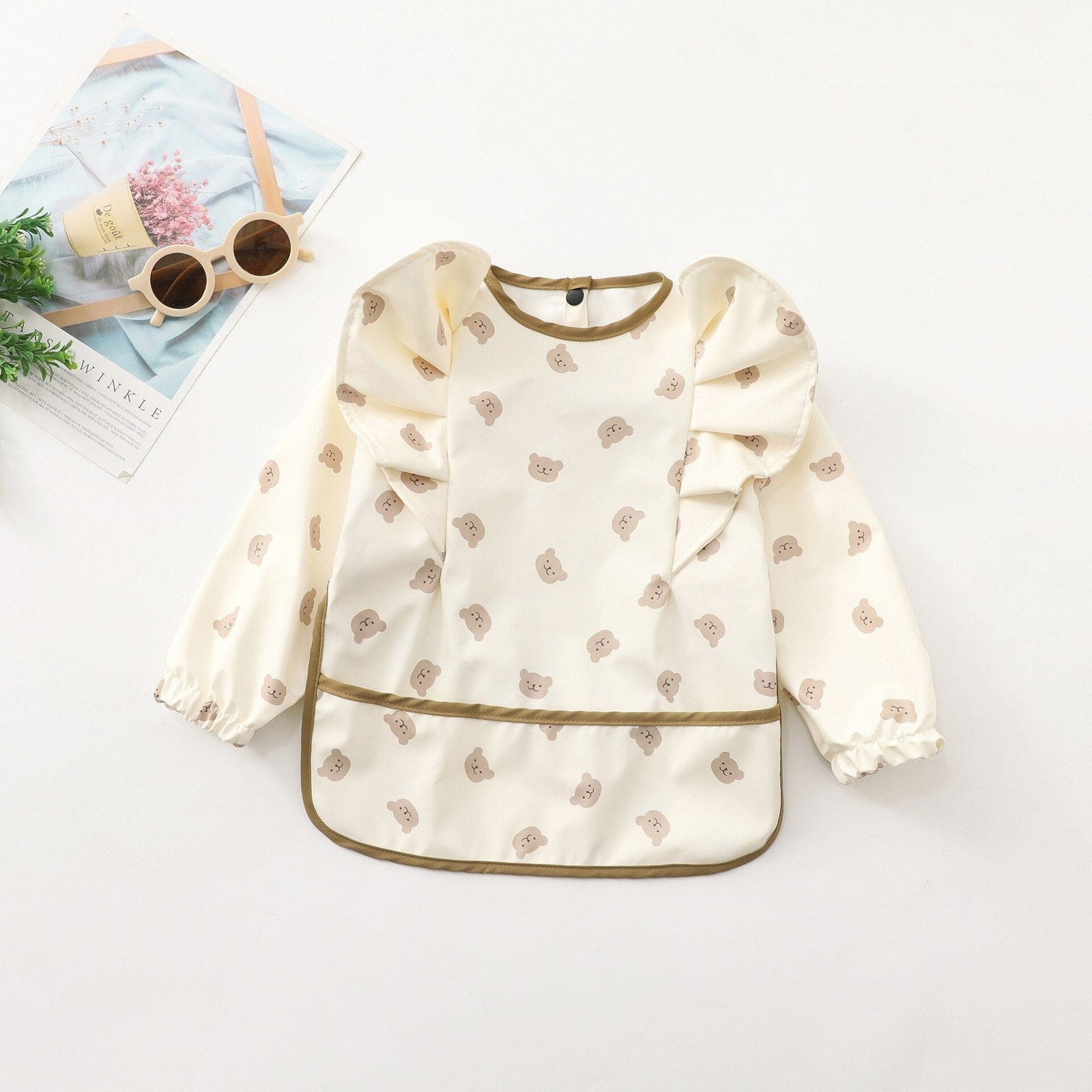 Wings bear white / S(6-12M) Baby Feeding Bibs