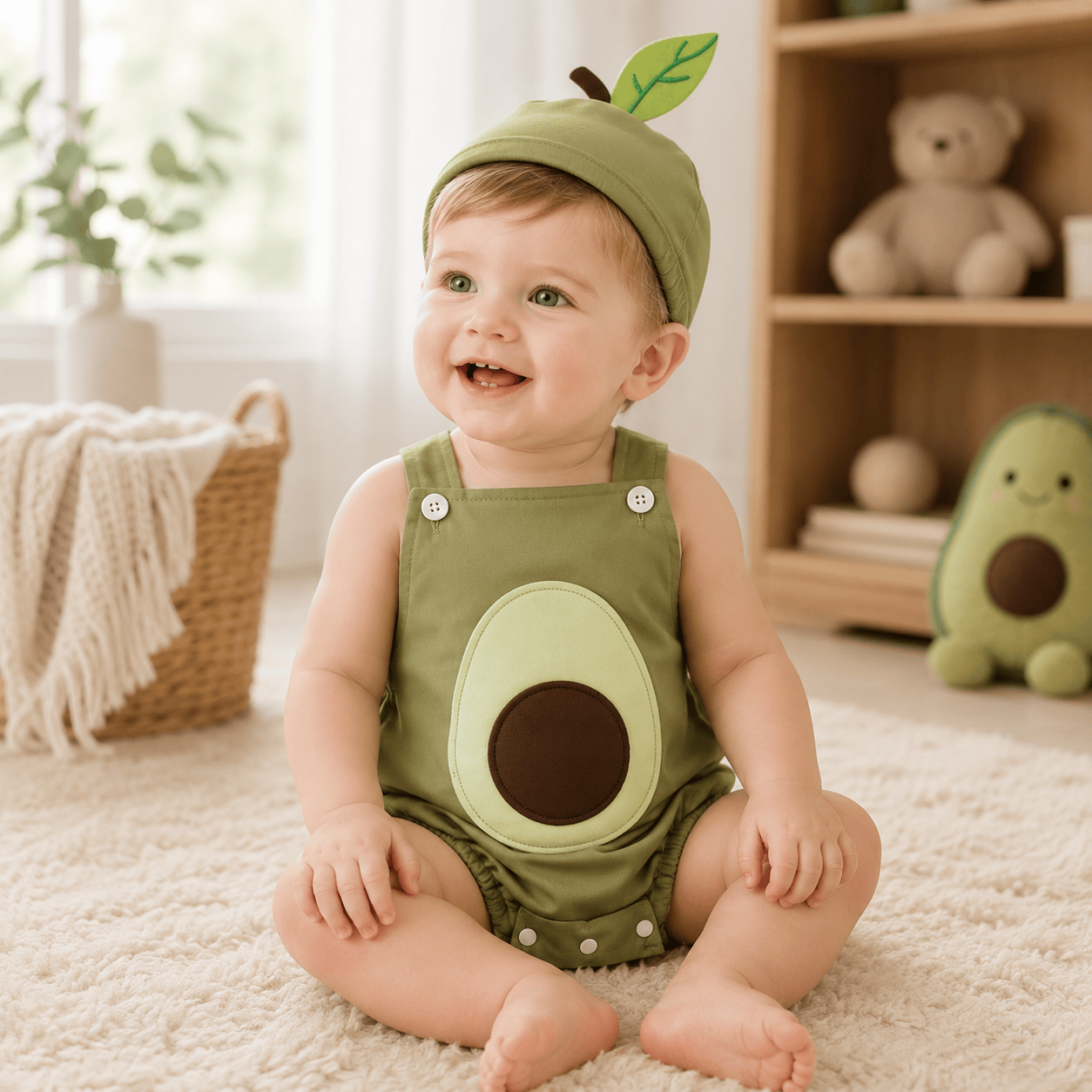 Baby Fruit Overalls Romper & Hat Set Summer Outfit 0–18 Months