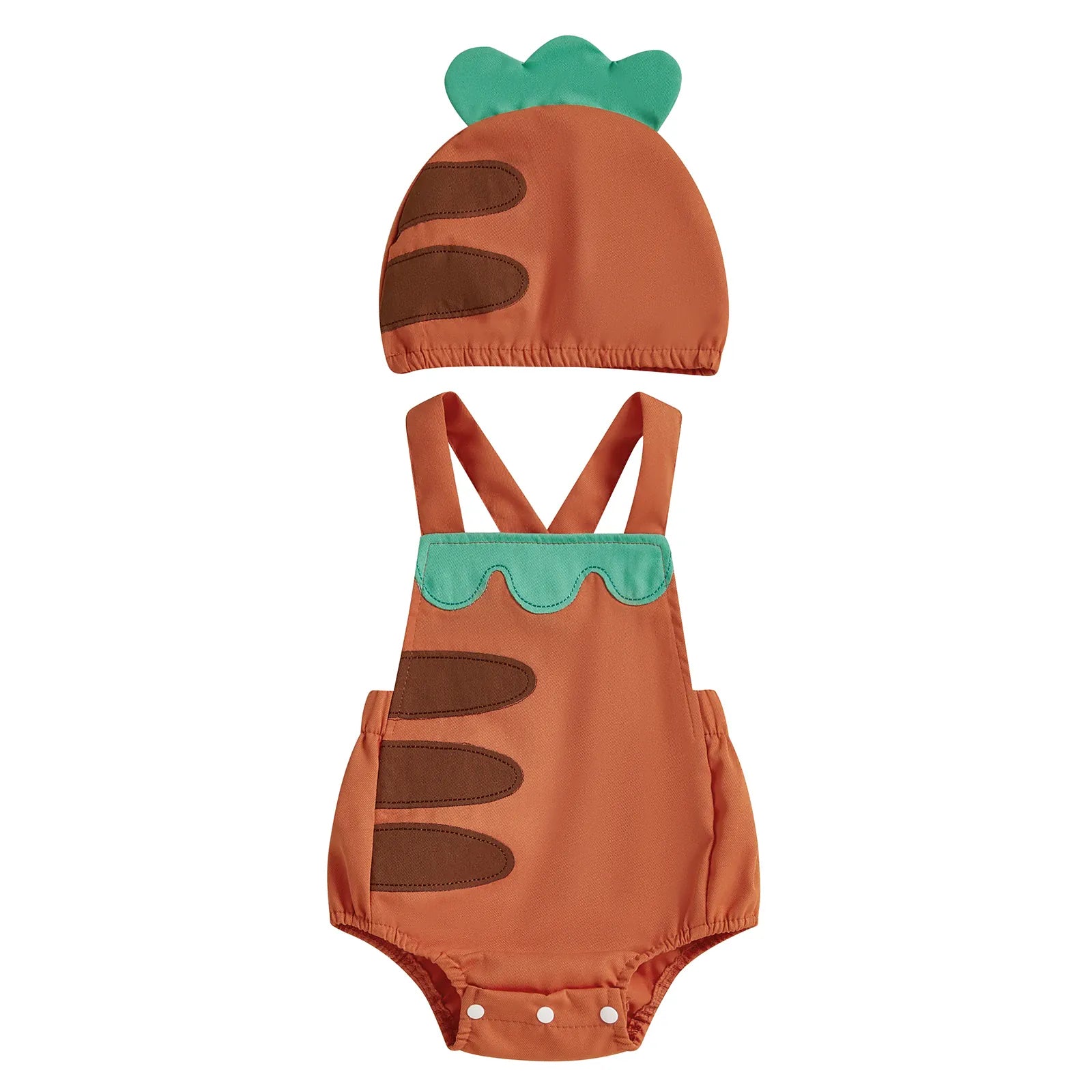Orange / 0-3M Baby Fruit Overalls Romper & Hat Set Summer Outfit 0–18 Months