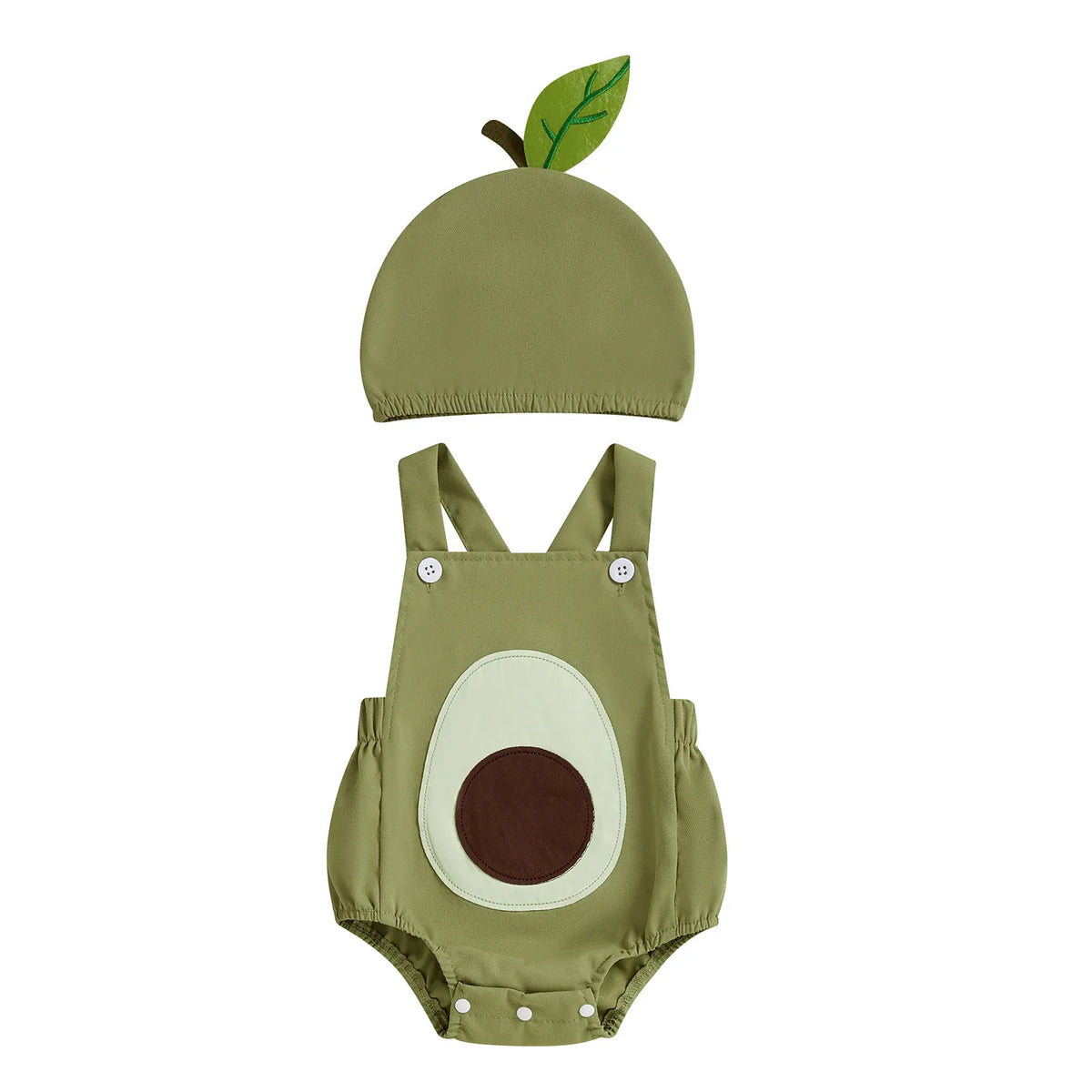 Green / 0-3M Baby Fruit Overalls Romper & Hat Set Summer Outfit 0–18 Months