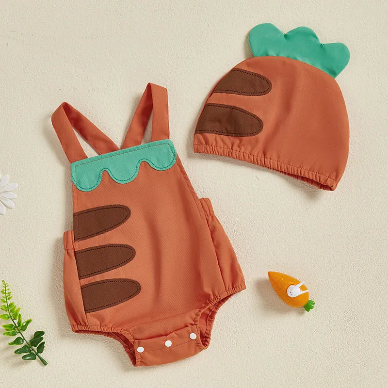 Baby Fruit Overalls Romper & Hat Set Summer Outfit 0–18 Months
