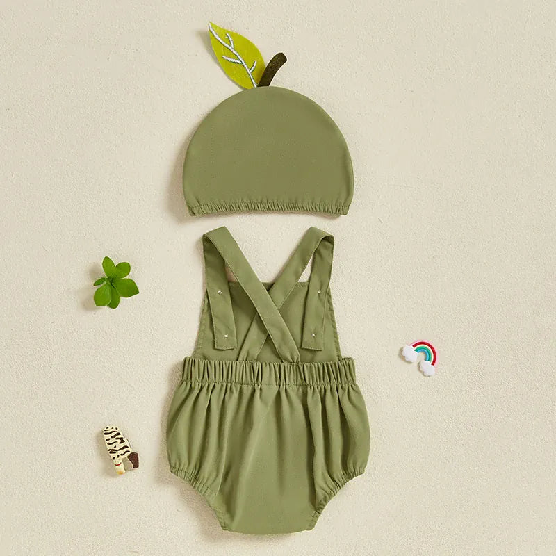 Baby Fruit Overalls Romper & Hat Set Summer Outfit 0–18 Months