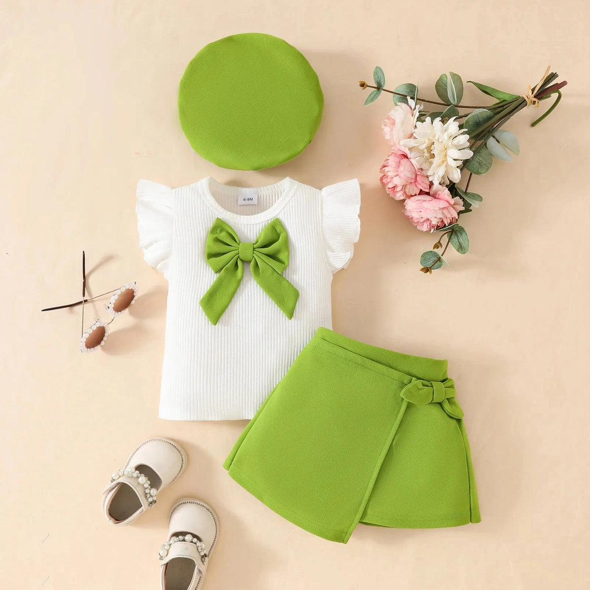 Green / 6-9M Baby Girl 3 Piece Outfit