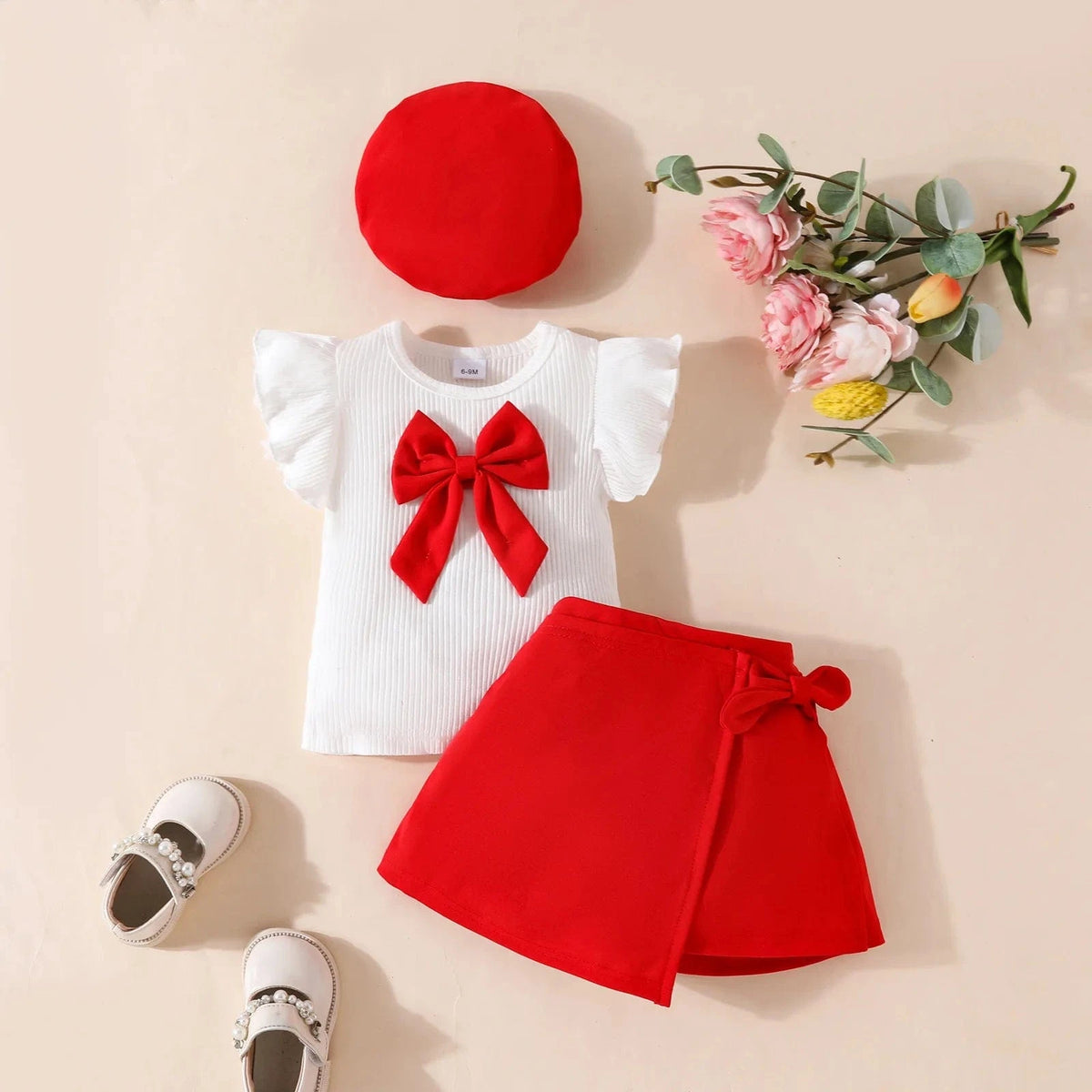 Red 2 / 6-9M Baby Girl 3 Piece Outfit