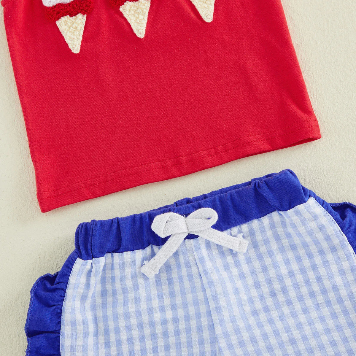 Baby Girl 4th of July Embroidery Top & Shorts Set