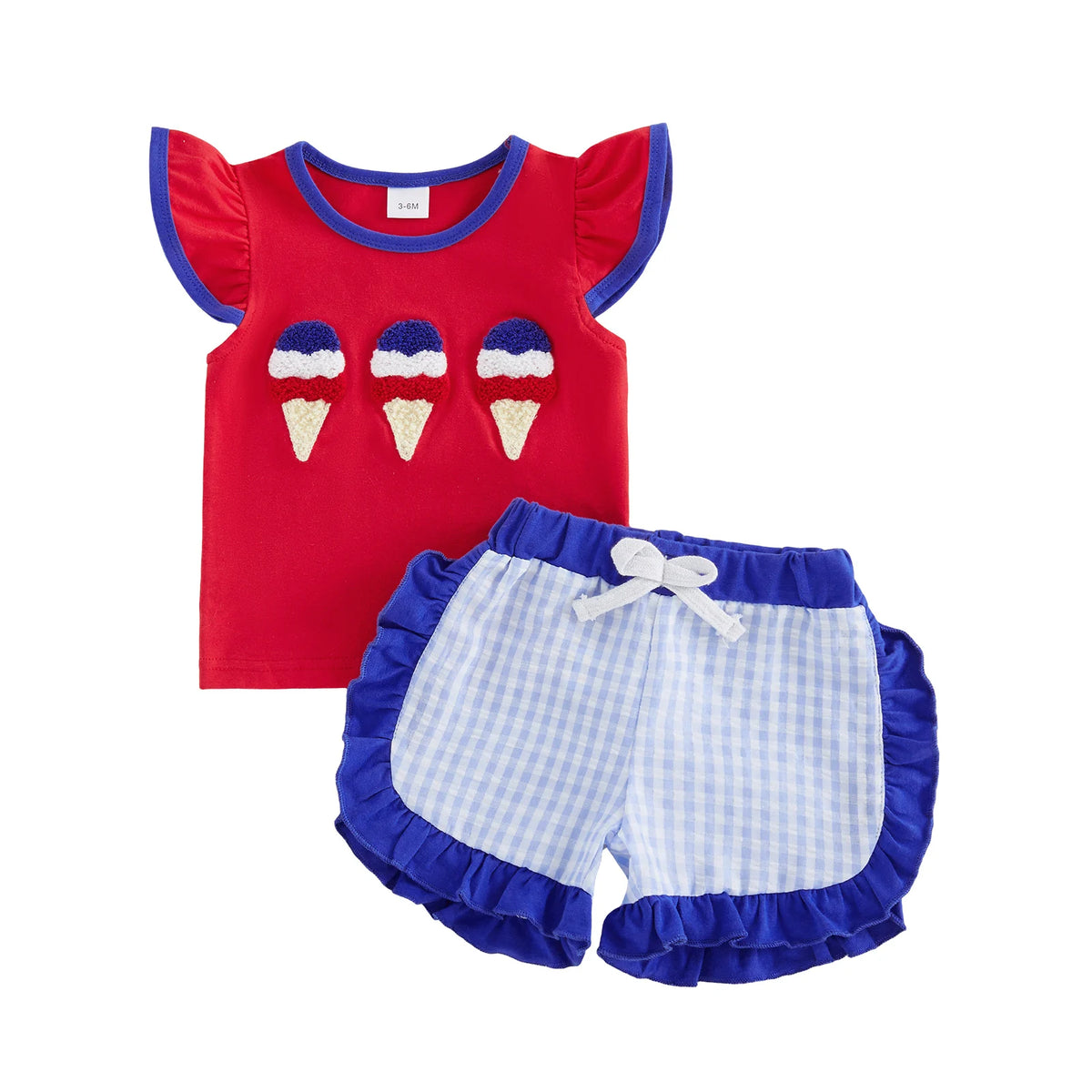 Baby Girl 4th of July Embroidery Top & Shorts Set