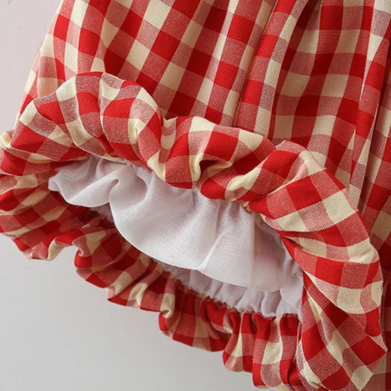 Baby Girl Cherry Plaid Summer Outfit
