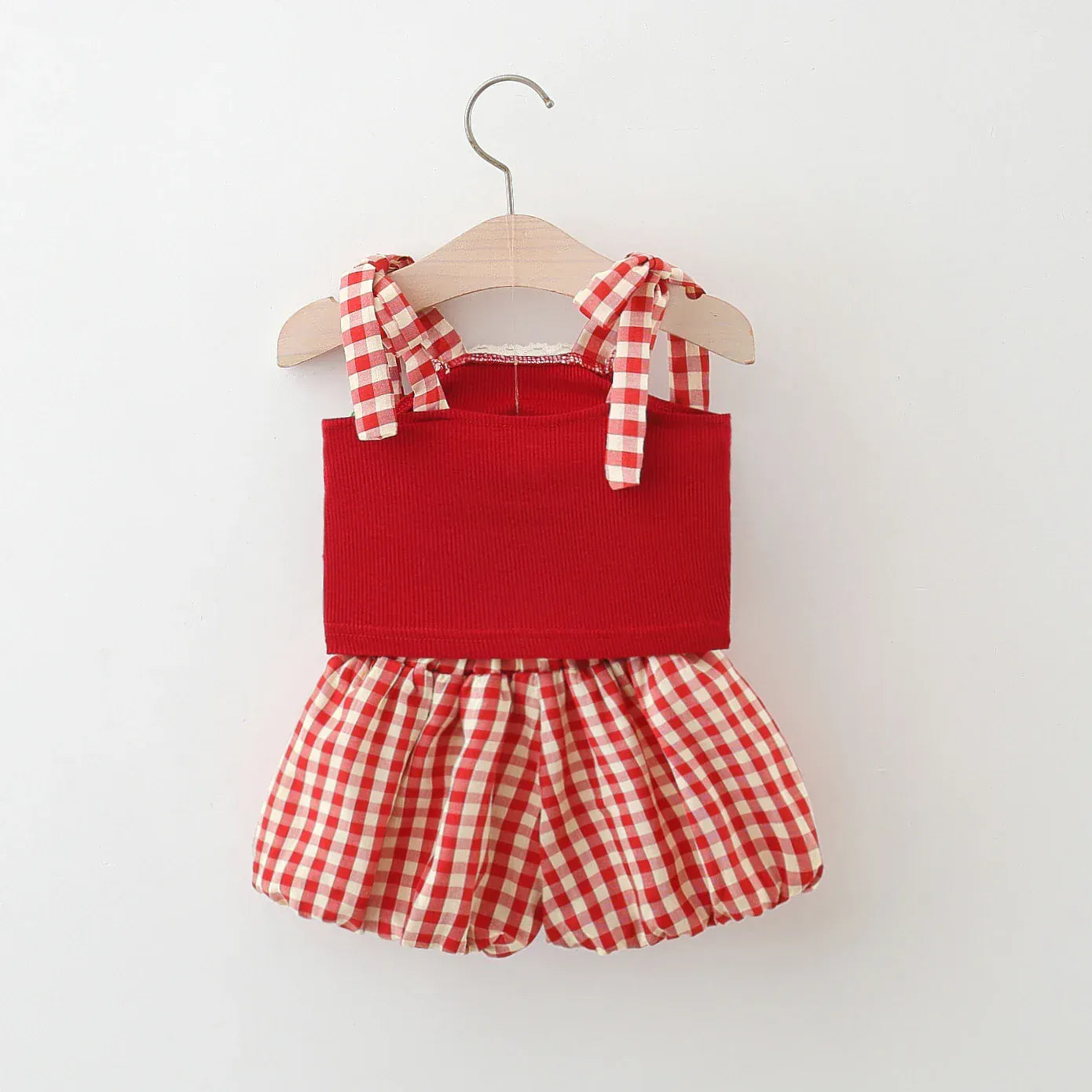 Baby Girl Cherry Plaid Summer Outfit