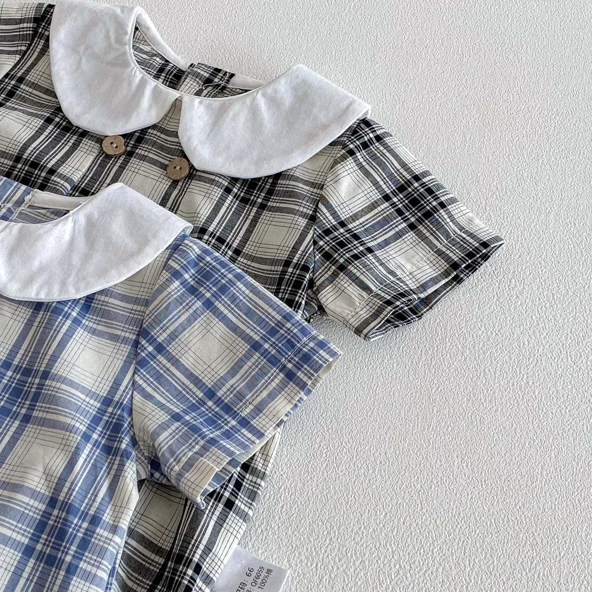 Baby Girl Cotton Checked Bodysuit & Sun Hat Set