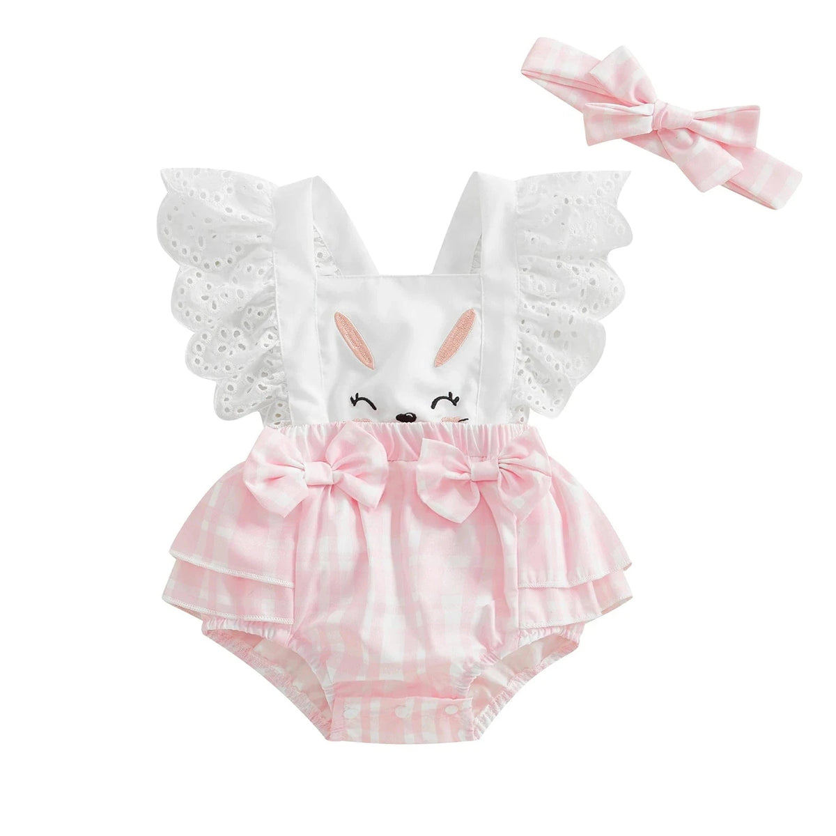 Pink / 0-3M Baby Girl Easter Romper