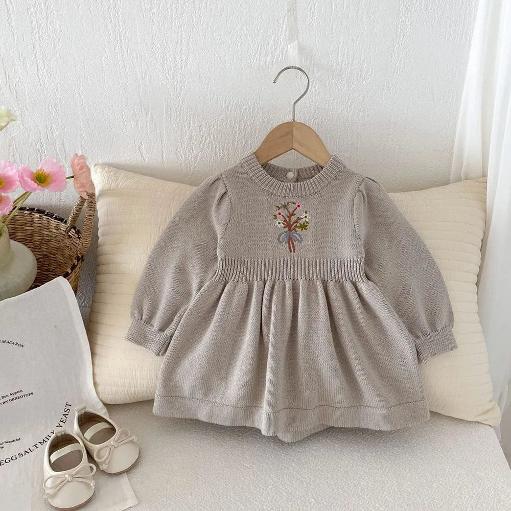 Baby Girl Embroidered Knit Dress