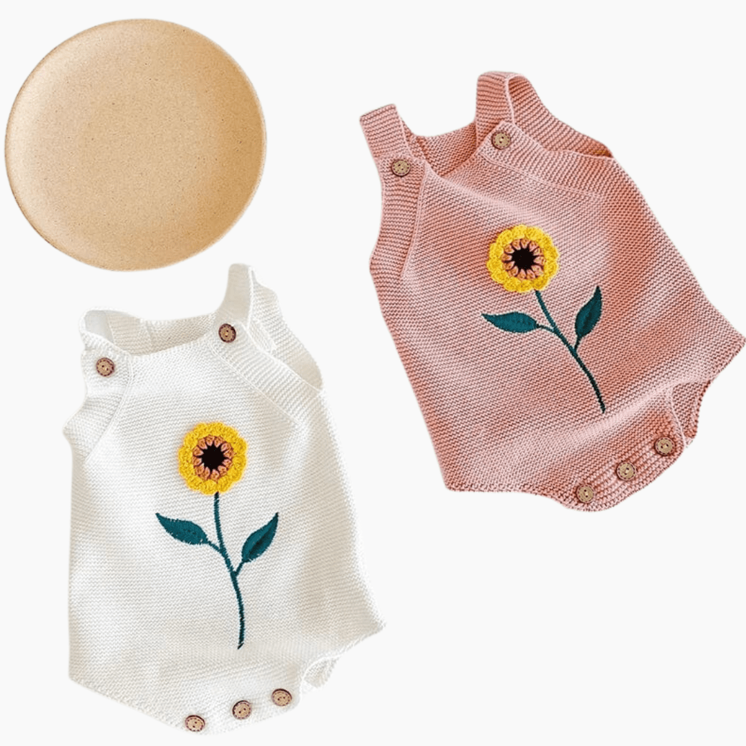 Girl's Clothing Baby Girl Embroidery Sunflower Bodysuit