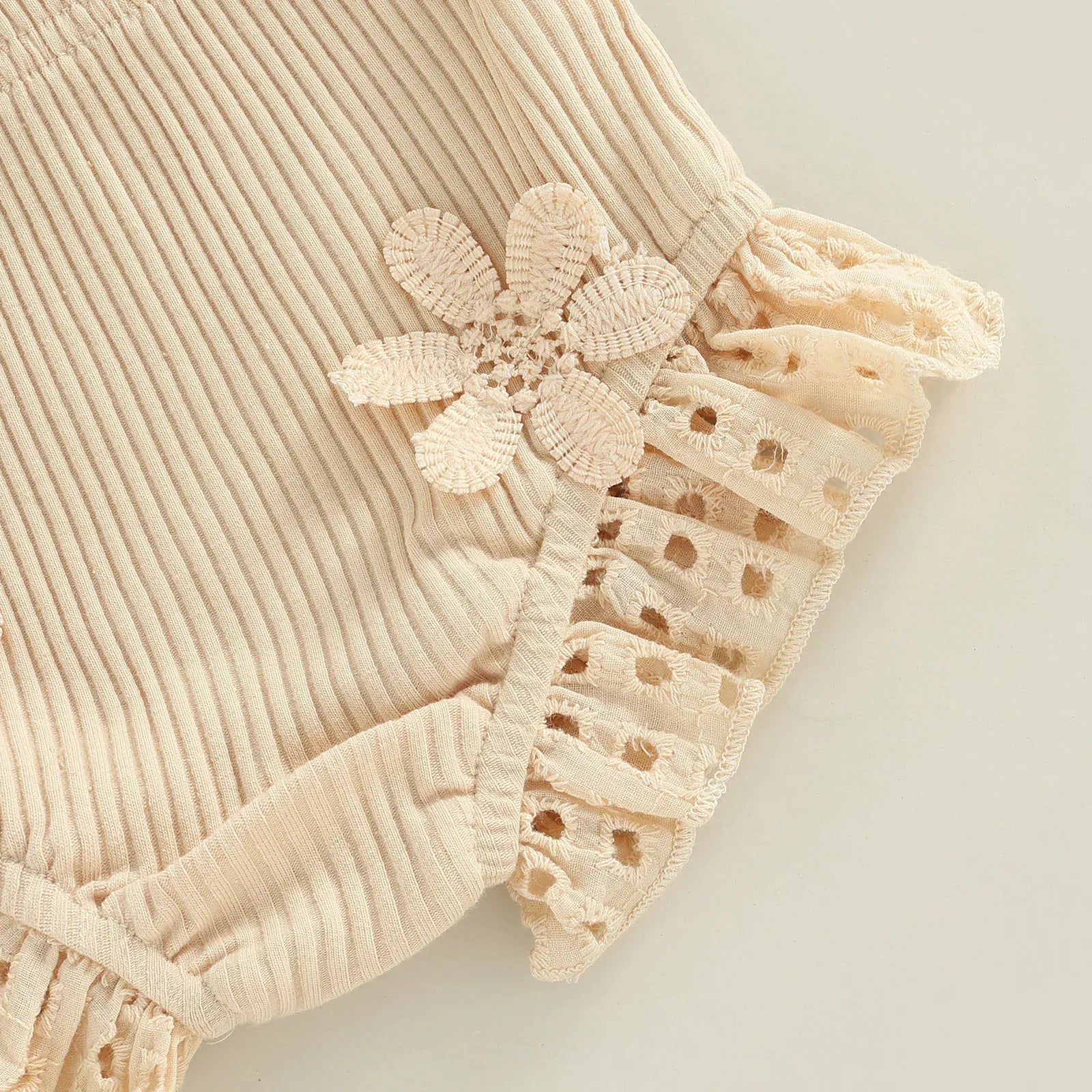 Baby Girl Eyelet Smocked Pom-Pom Tank Top & Ruffle Shorts 2-Piece Set