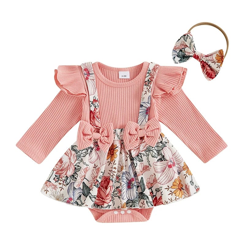 Pink / 0-3M Baby Girl Fall Bodysuit Dress