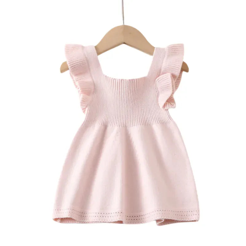 Pink / 1-3M Baby Girl Flutter Sleeve Knit Dress