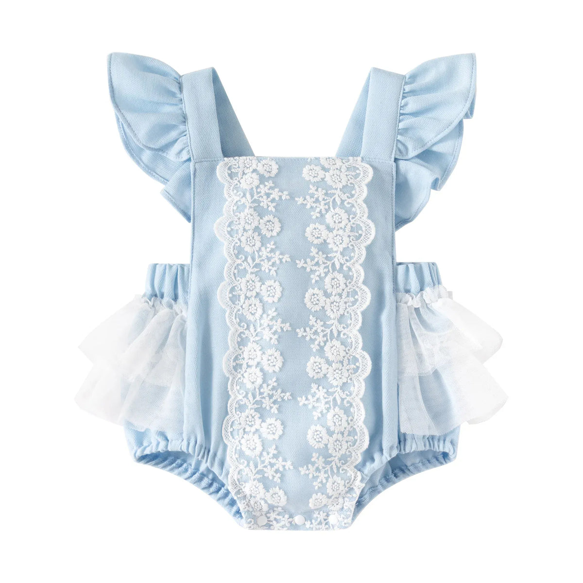 Baby Girl Flying Sleeve Cotton Lace Splicing Romper