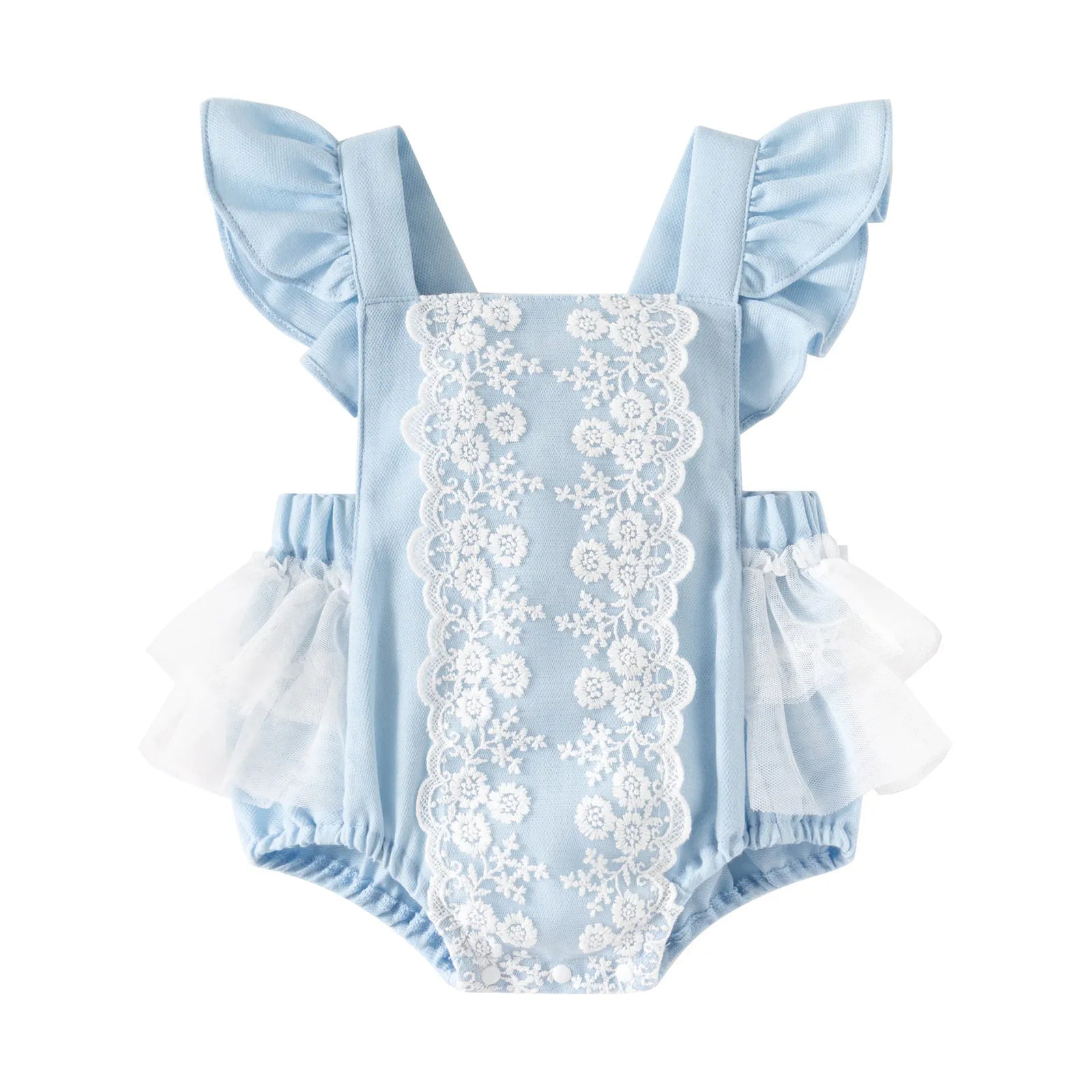 Baby Girl Flying Sleeve Cotton Lace Splicing Romper
