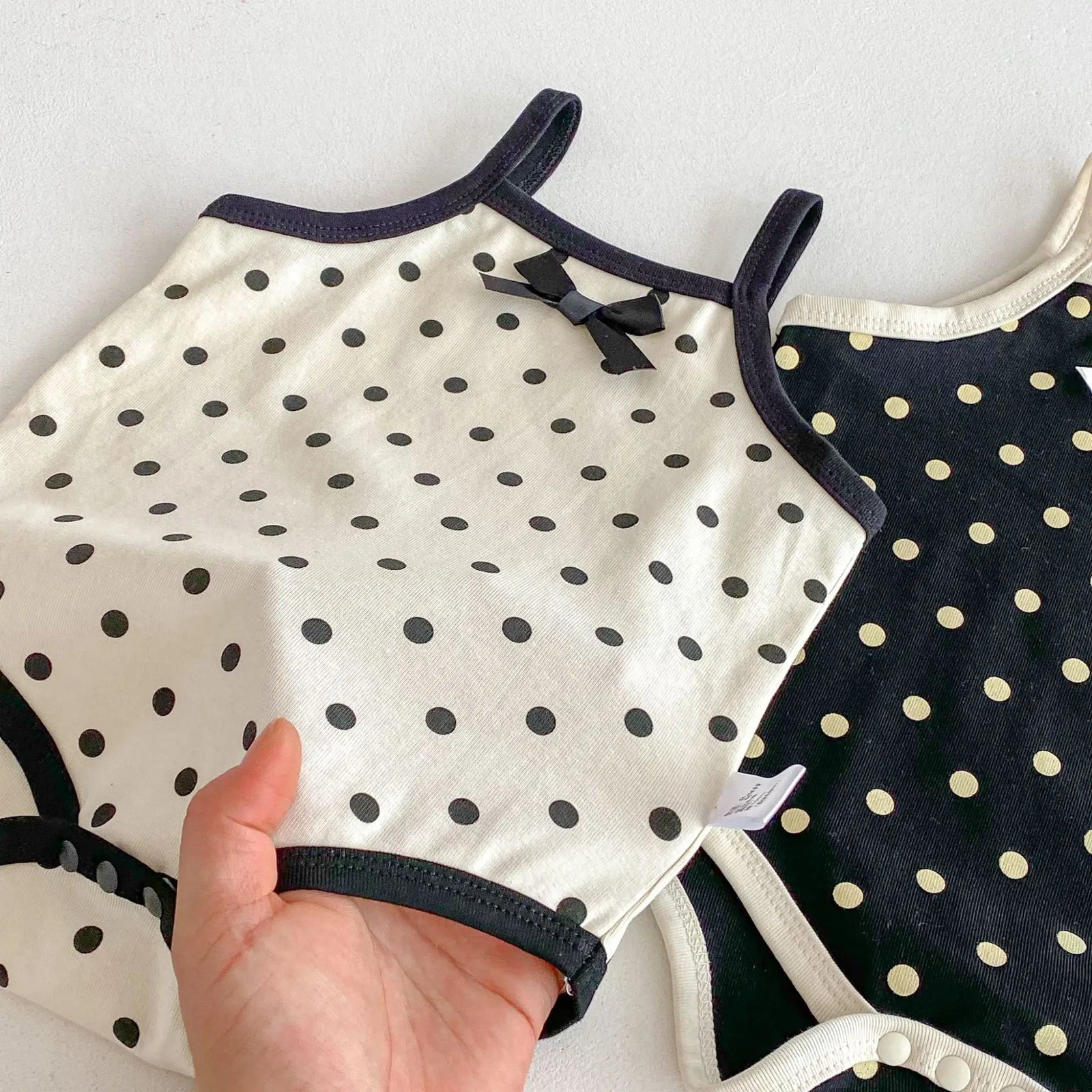 Baby Girl Polka Dot Bow Romper