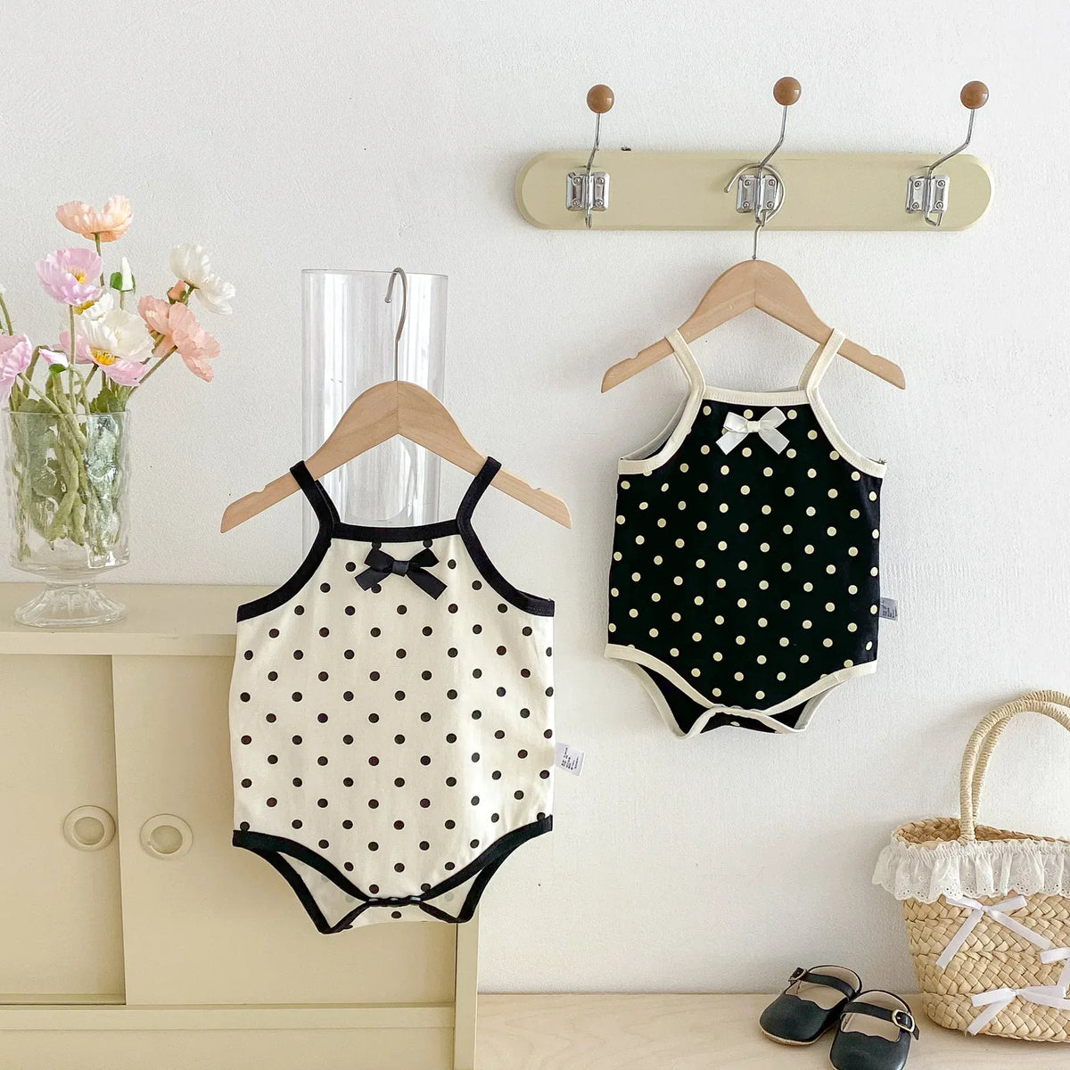 Baby Girl Polka Dot Bow Romper