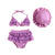 Purple / 0-6M Baby Girl Ruffle Bikini Set with Hat