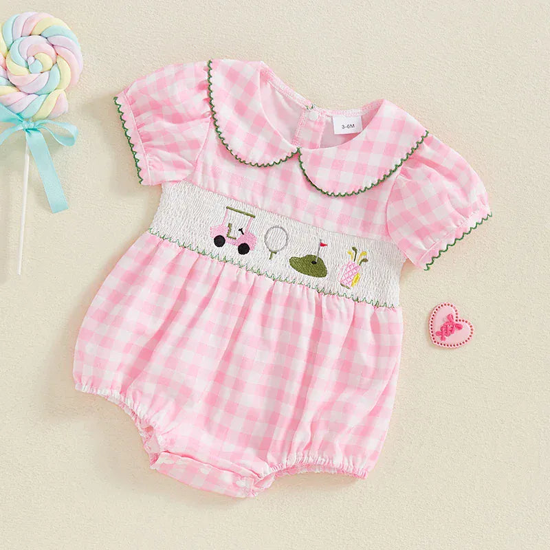 Baby Girl Smocked Golf Romper