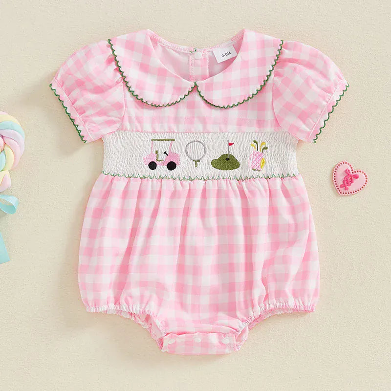 3M Baby Girl Smocked Golf Romper