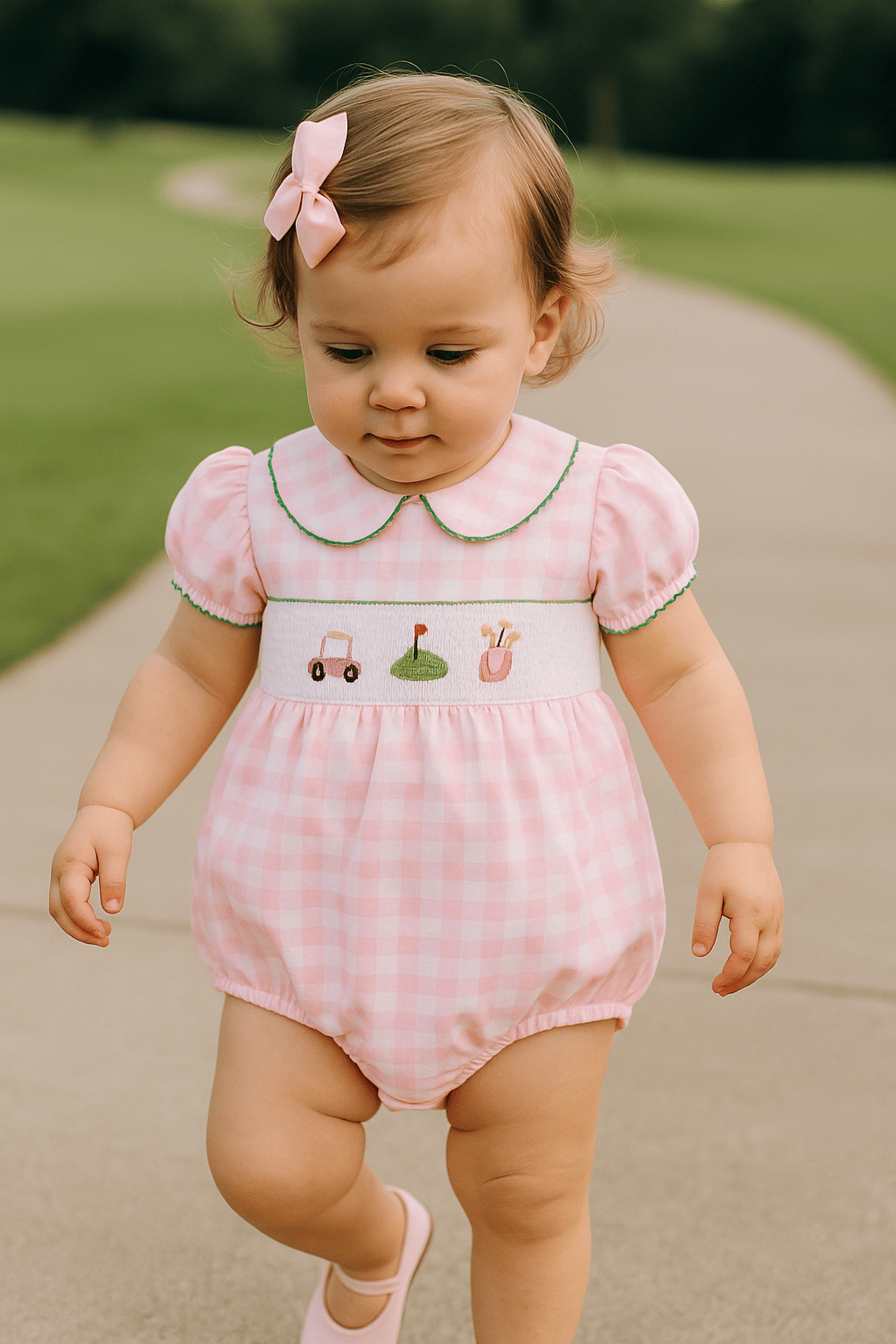 Baby Girl Smocked Golf Romper