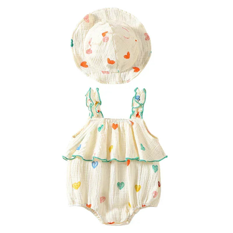 heart / 3-6M Baby Girl Summer Romper Set