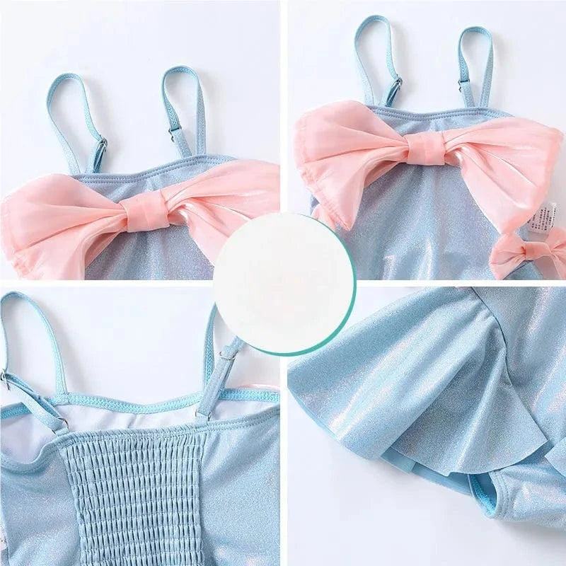 Baby Girl Swimsuit with Big Bow and Cap