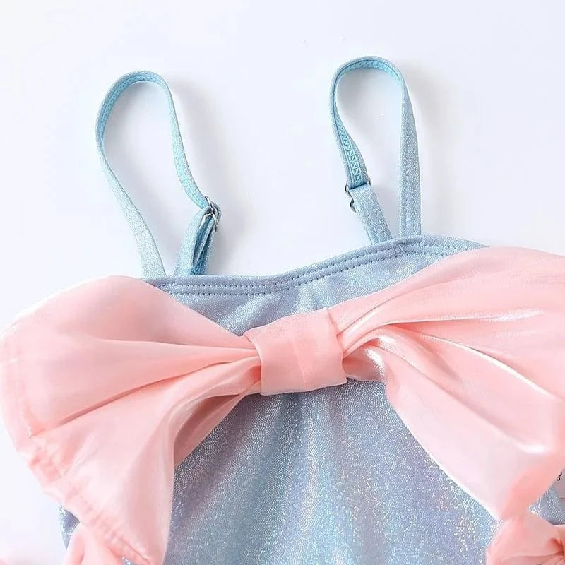 Baby Girl Swimsuit with Big Bow and Cap