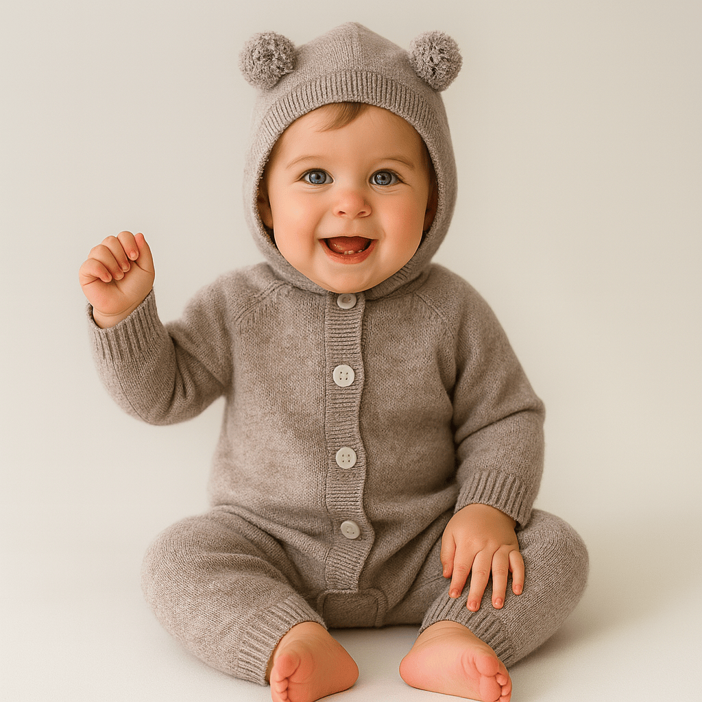 Baby Knitted Hooded Romper