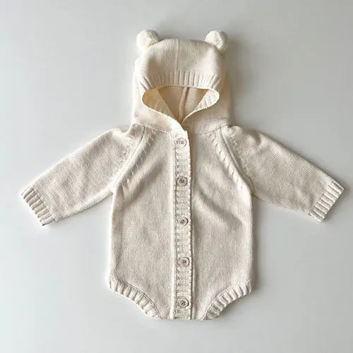 YS01 White / 3M Baby Knitted Hooded Romper