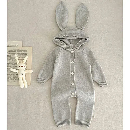231H22 Grey ear / 3M Baby Knitted Hooded Romper