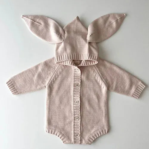 YS03 Pink / 3M Baby Knitted Hooded Romper