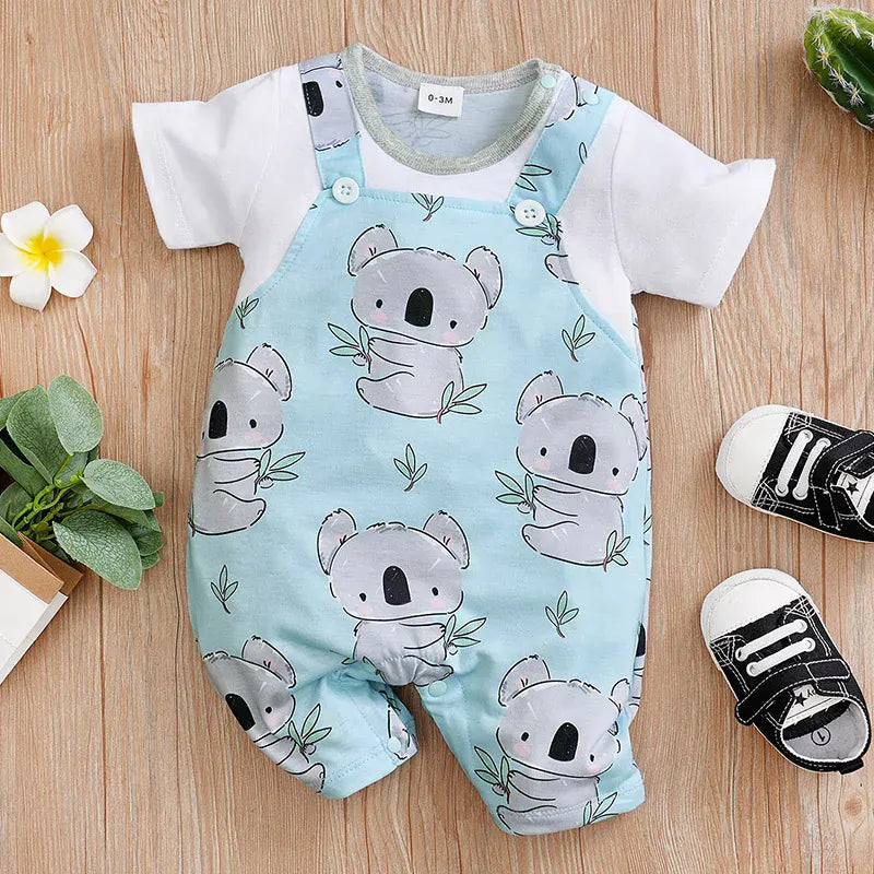 blue / 0-3M Baby Koala Print Romper