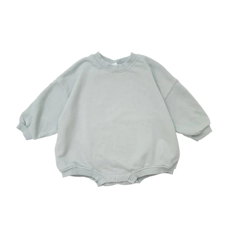 Sky Blue / 0-3M Baby Long Sleeve Sweatshirt Romper