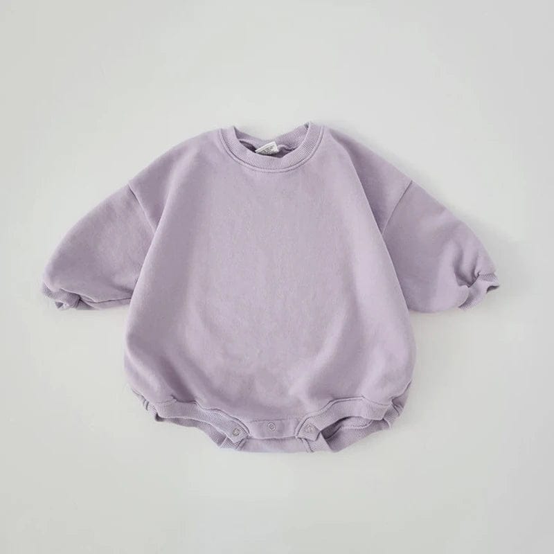 Lavender / 6-12M Baby Long Sleeve Sweatshirt Romper