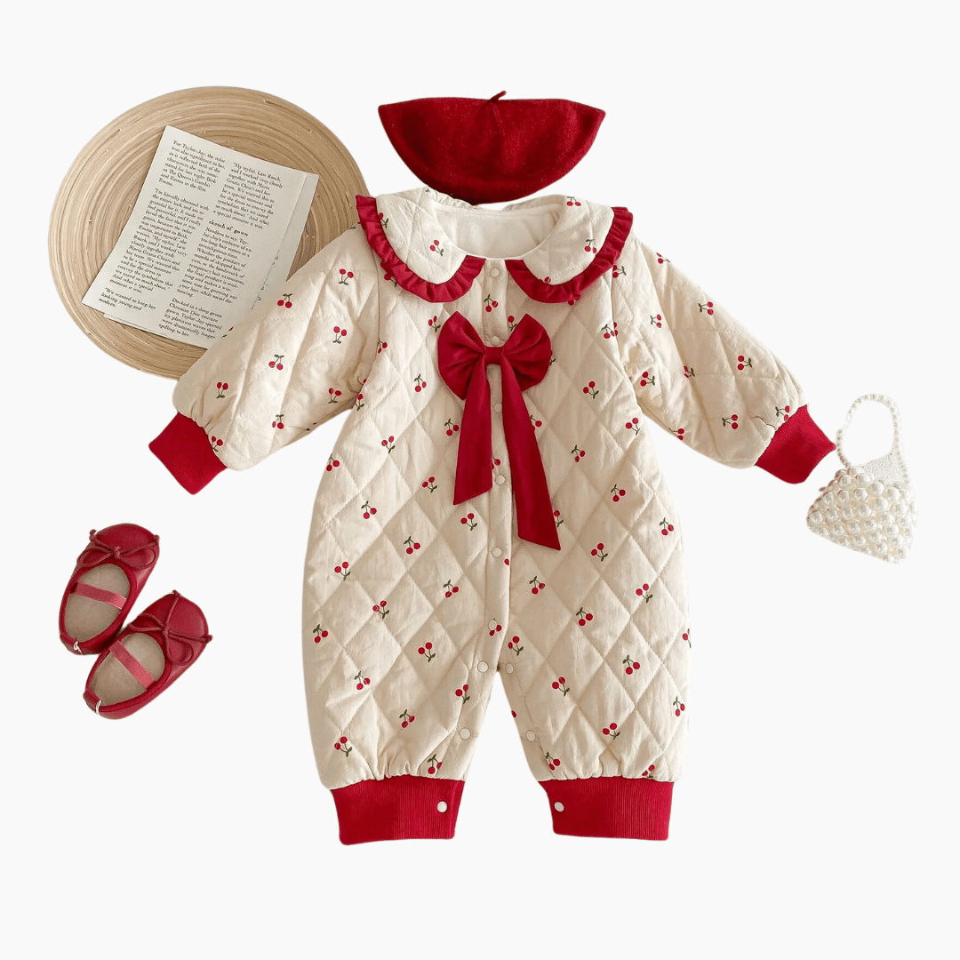 Baby Quilted Cherry Romper