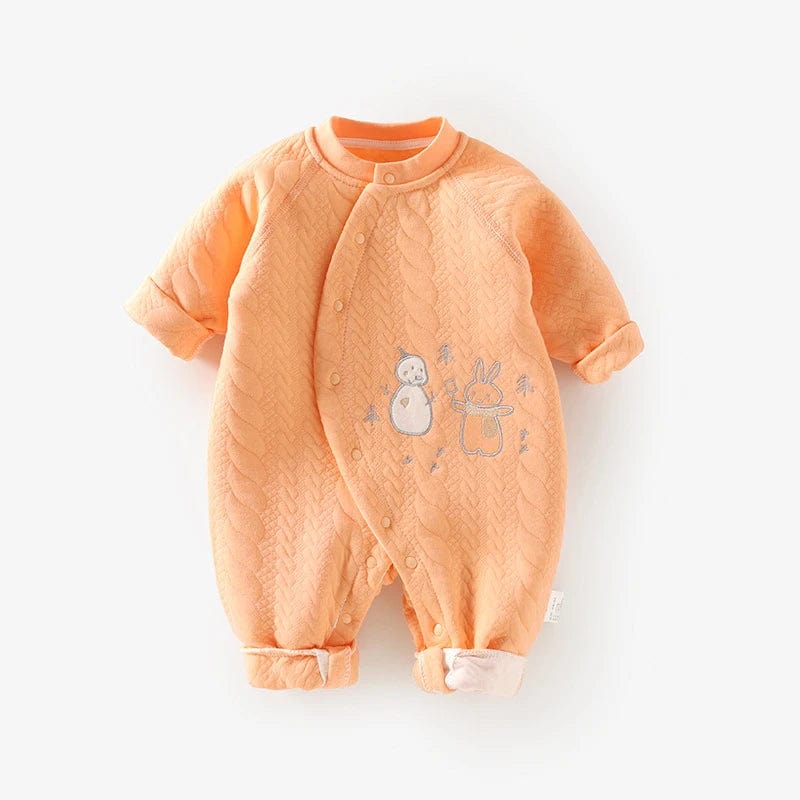 snowman orange / 0-3M Baby Romper