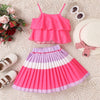 Baby Spaghetti Strap Sling Tops + Colorful Pleated Skirts