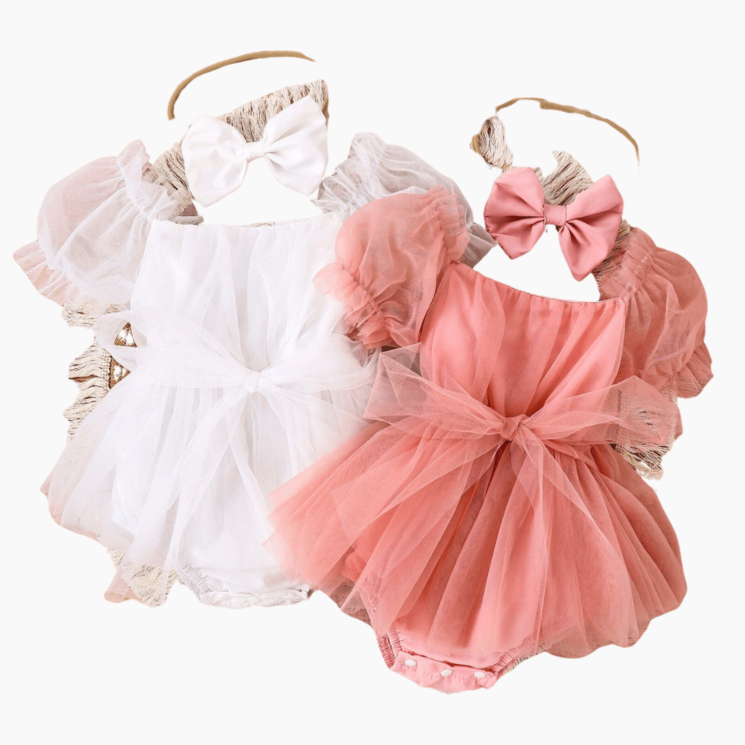 Baby Tulle Dress Set with Bow Headband