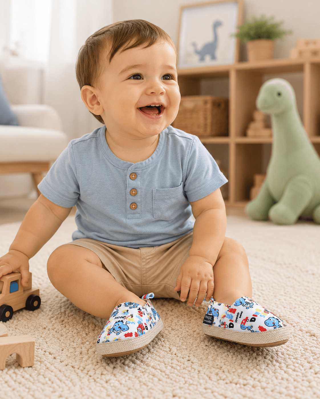 Baby Unisex Dinosaur Print Slip-On First Walker Shoes